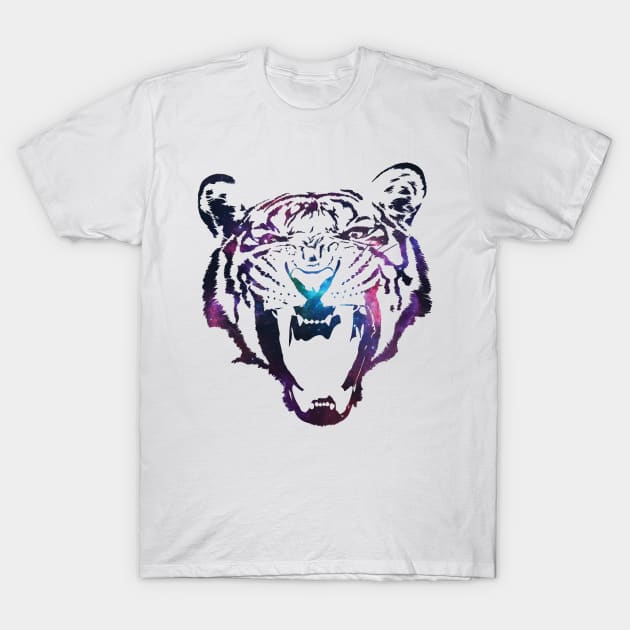 Galaxy Tiger Roar T-Shirt by polliadesign